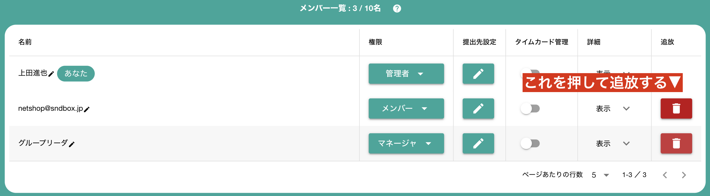 スタッフを追放する